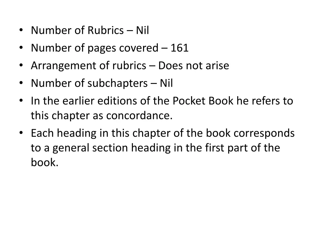 number of rubrics nil number of pages covered