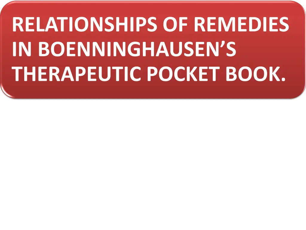 relationships of remedies in boenninghausen
