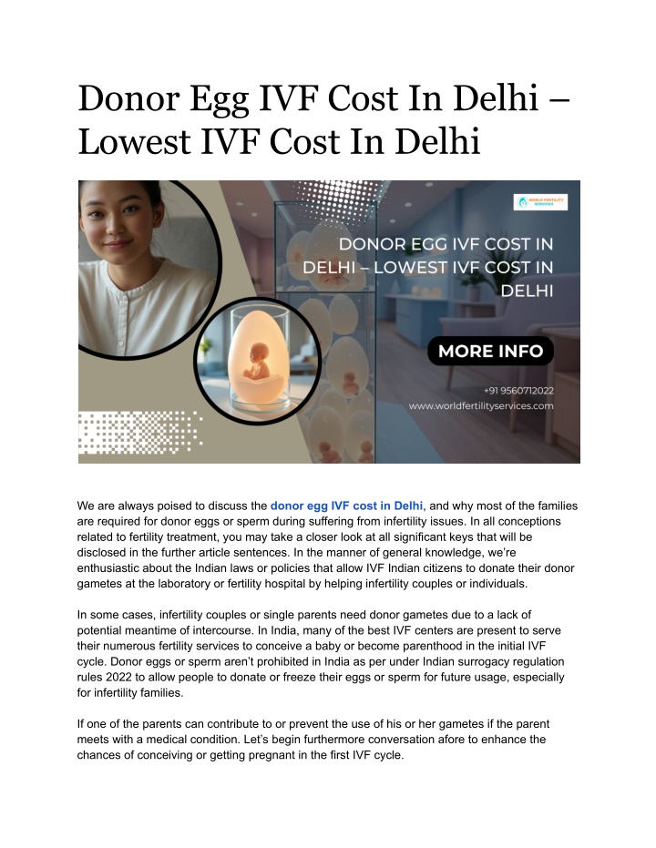 donor egg ivf cost in delhi lowest ivf cost