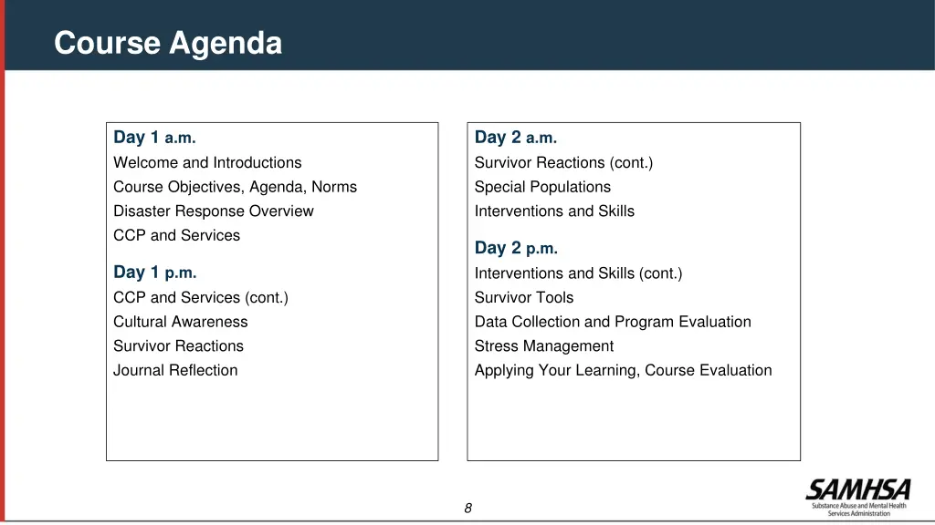 course agenda
