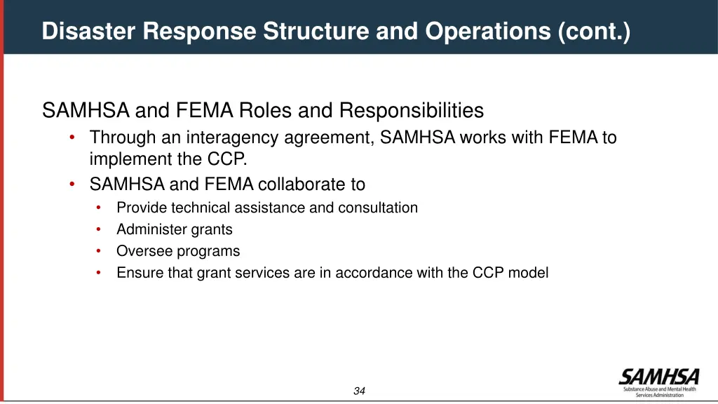 disaster response structure and operations cont 4
