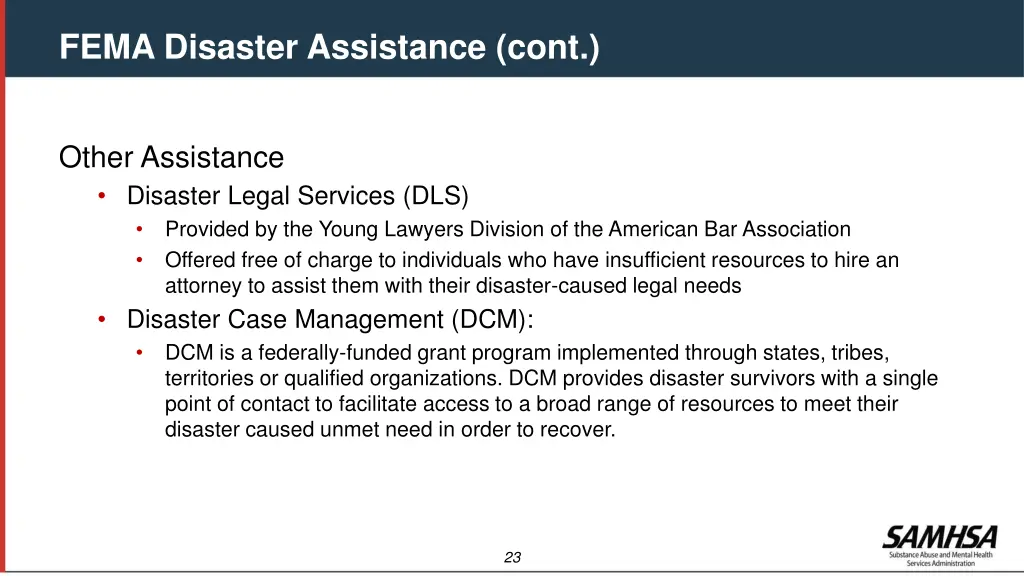 fema disaster assistance cont 7