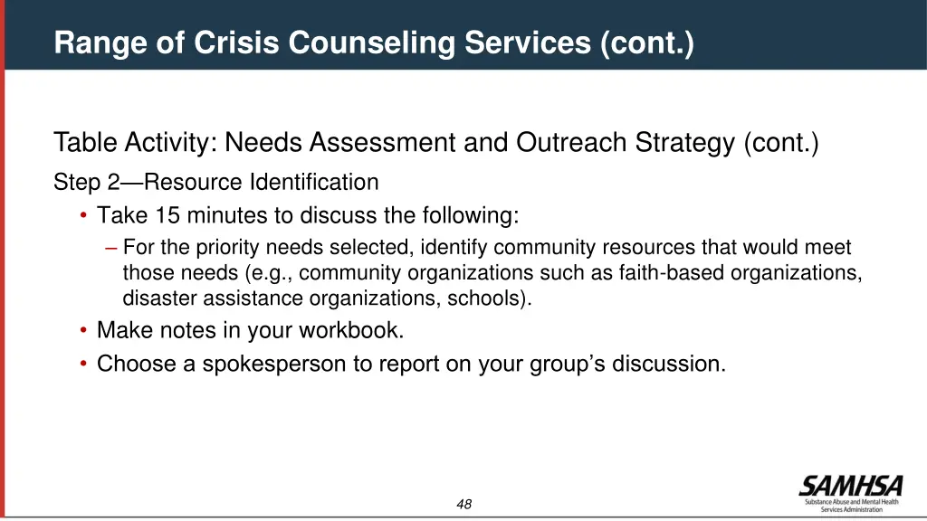range of crisis counseling services cont 3