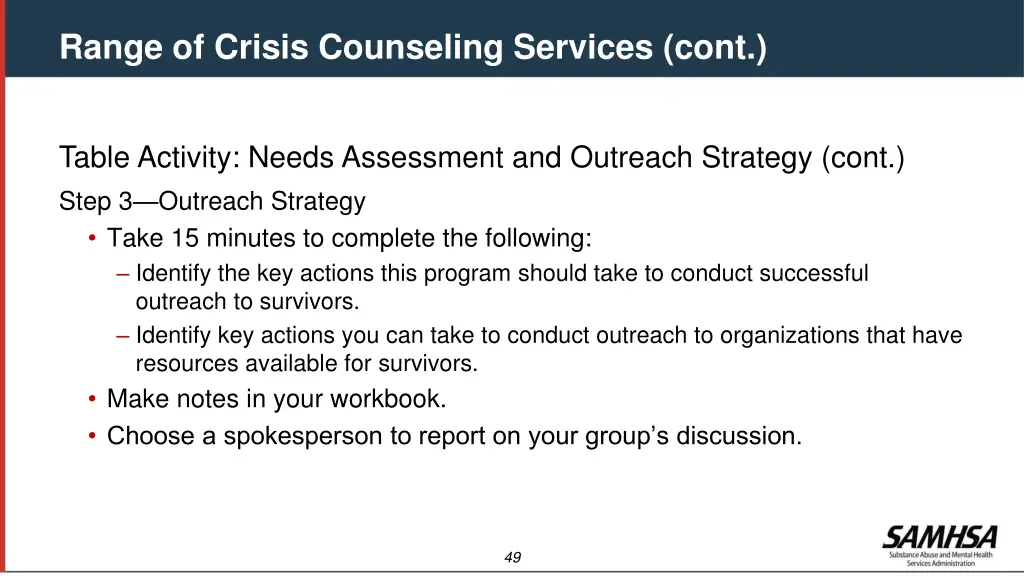 range of crisis counseling services cont 4