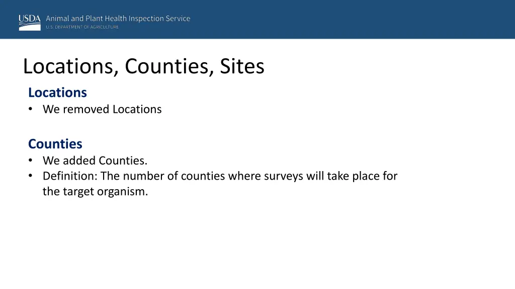 locations counties sites locations we removed