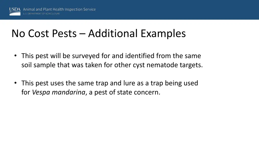 no cost pests additional examples