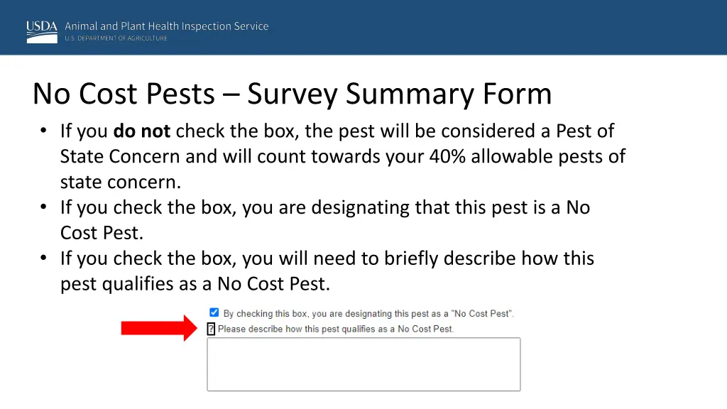 no cost pests survey summary form 1