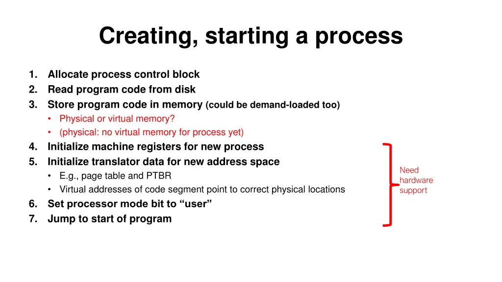 creating starting a process