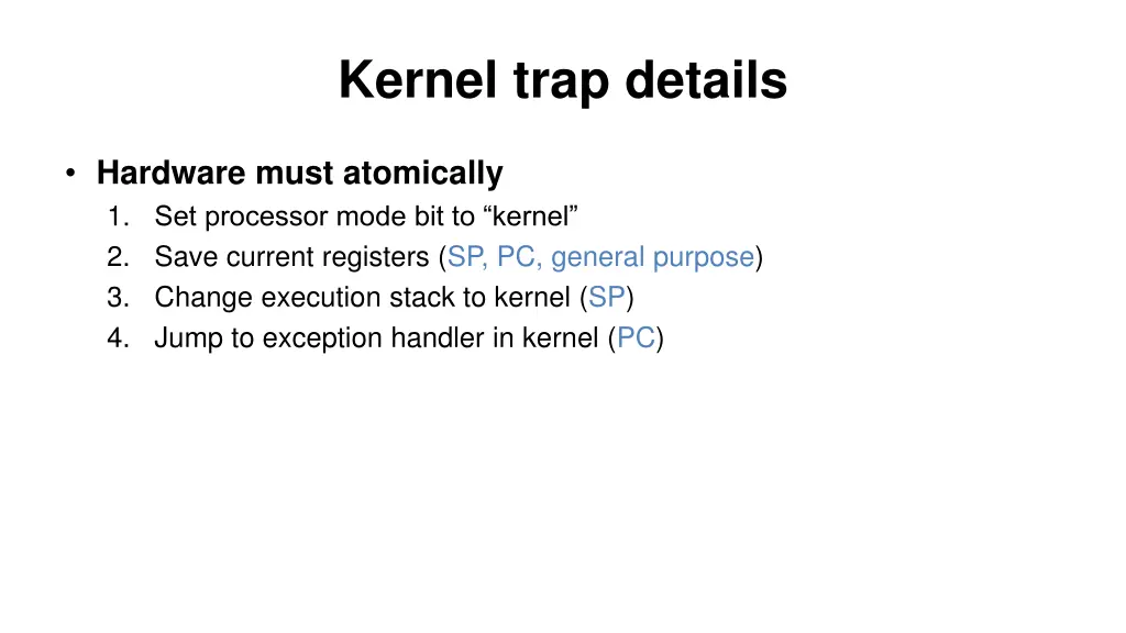 kernel trap details