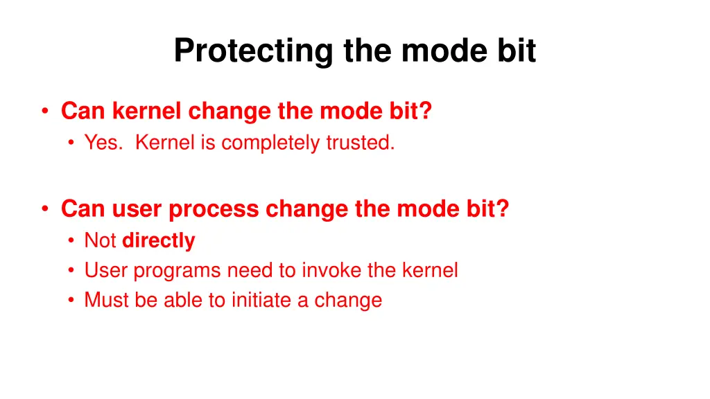 protecting the mode bit