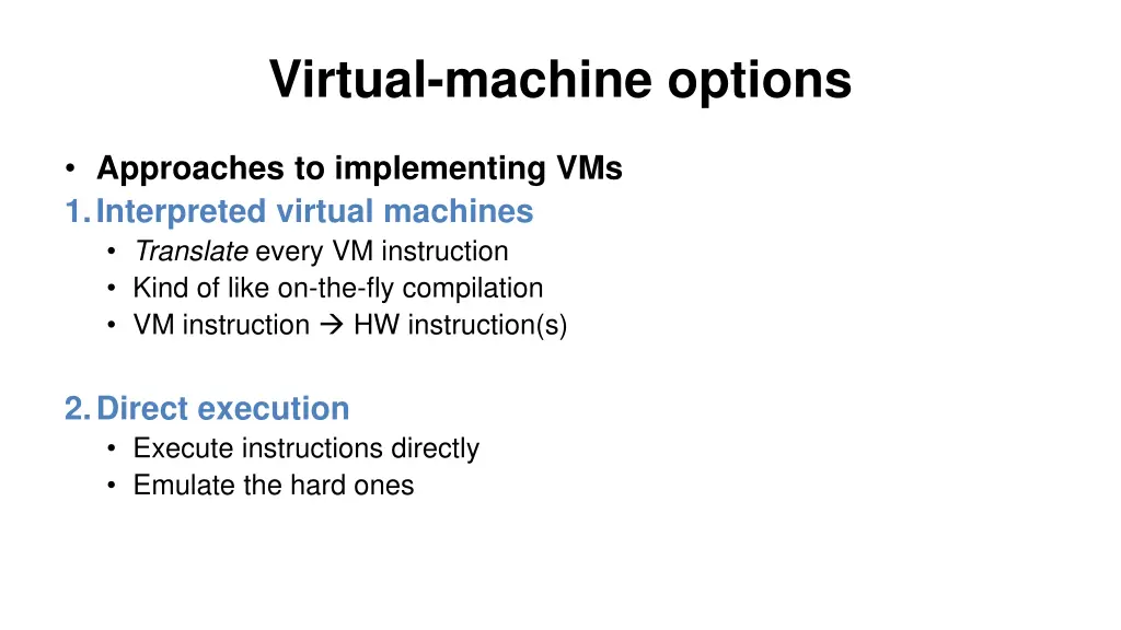 virtual machine options