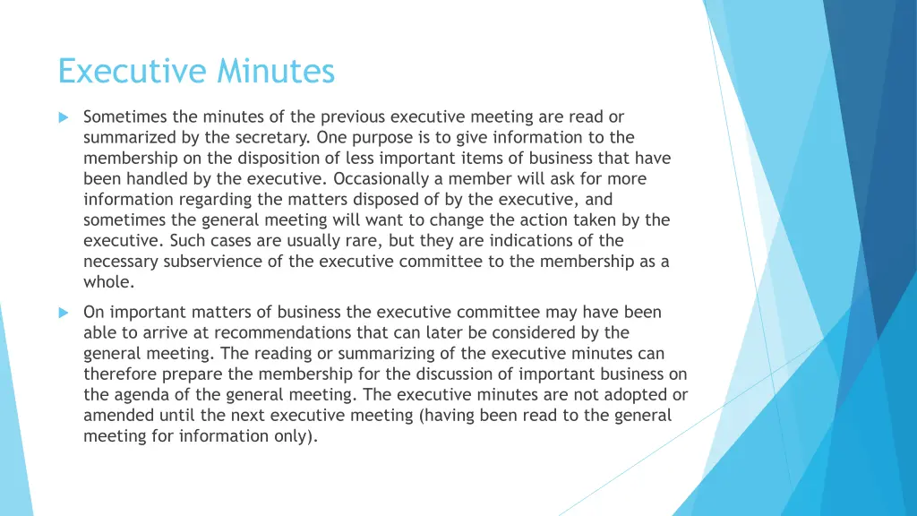 executive minutes