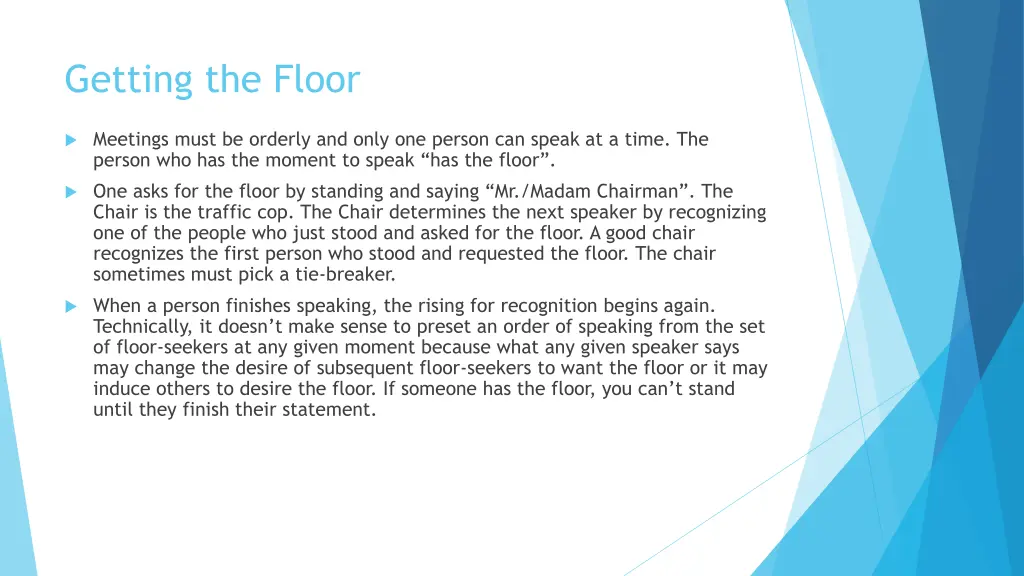 getting the floor