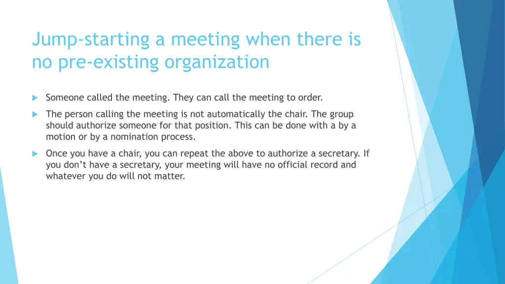 jump starting a meeting when there