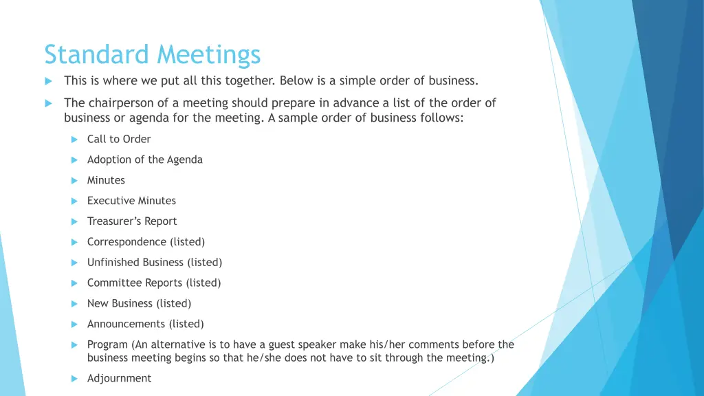 standard meetings this is where we put all this