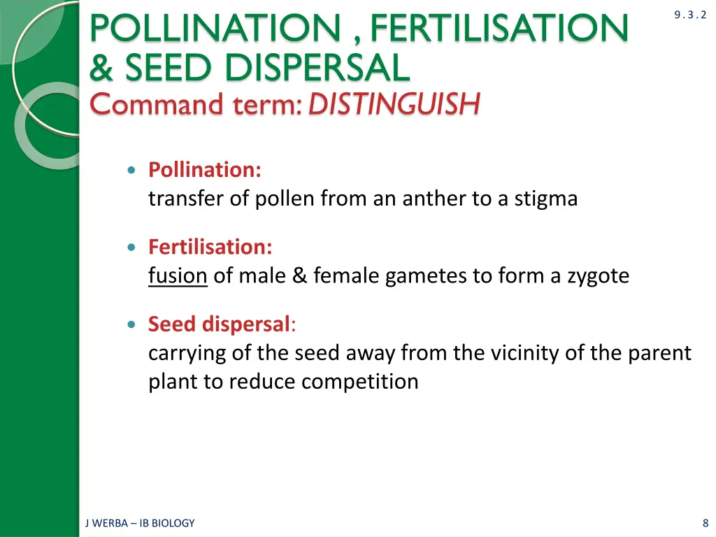 pollination fertilisation seed dispersal command