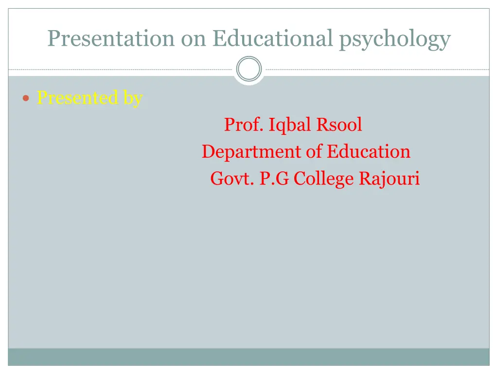 presentation on educational psychology