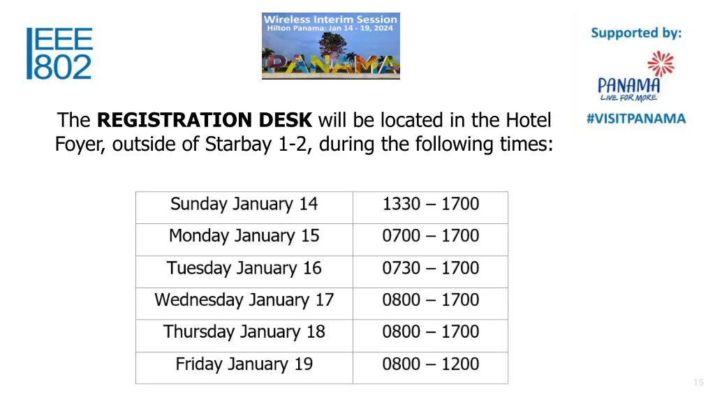 the registration desk will be located