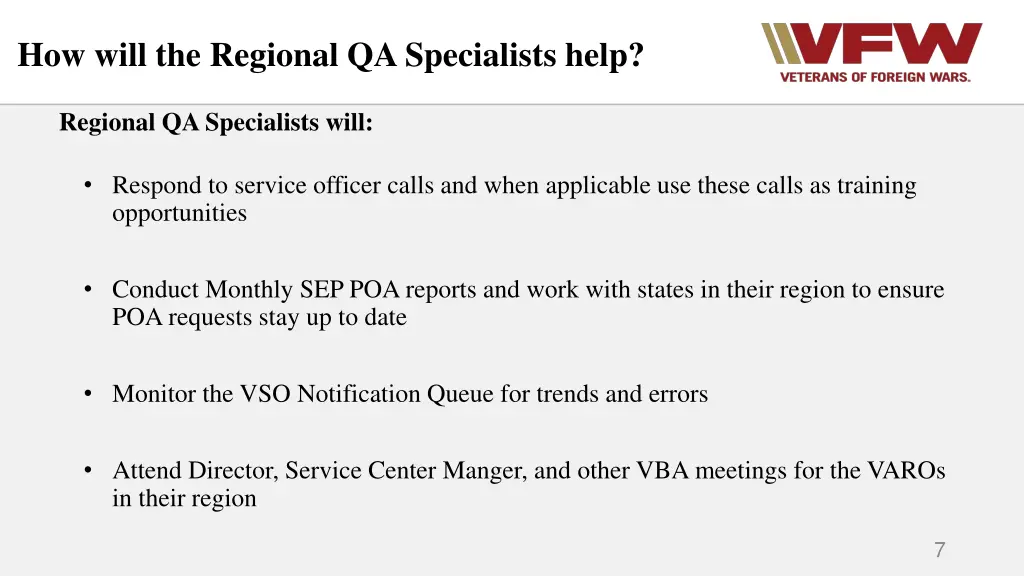 how will the regional qa specialists help 1