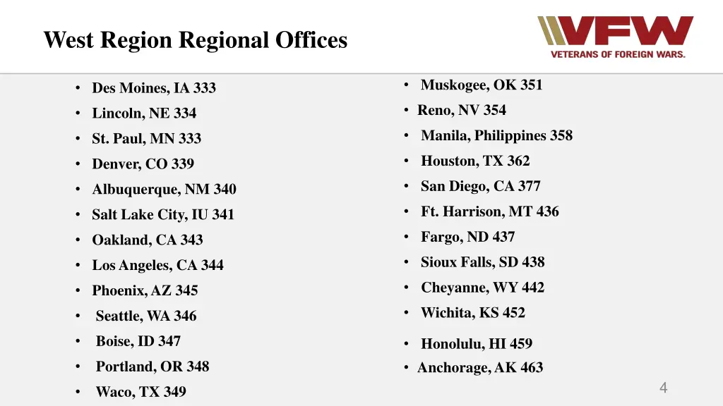 west region regional offices