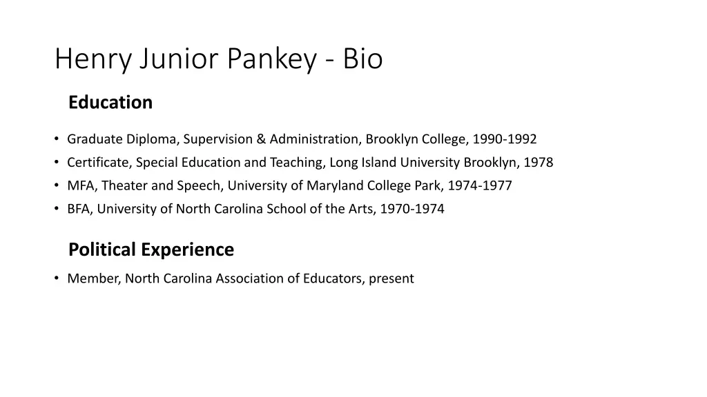 henry junior pankey bio