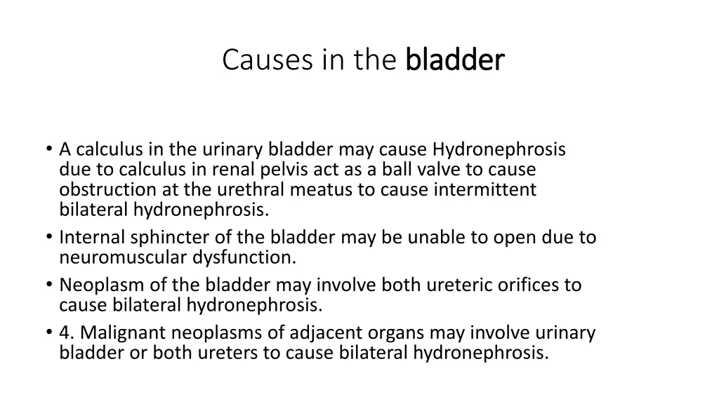 causes in the bladder