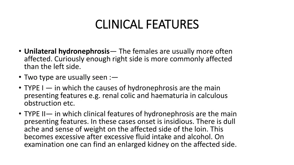 clinical clinical features features