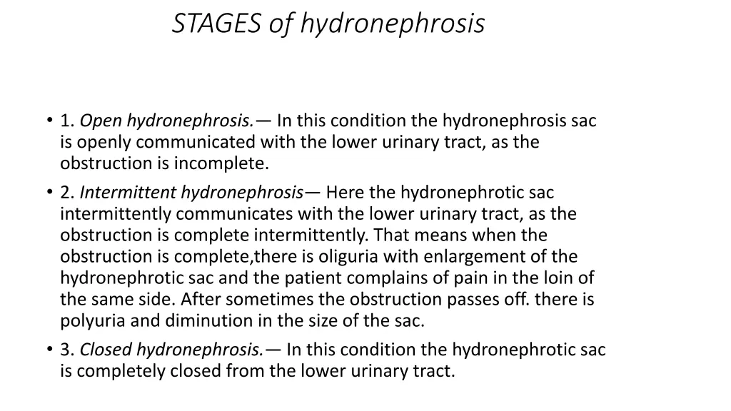 stages of hydronephrosis