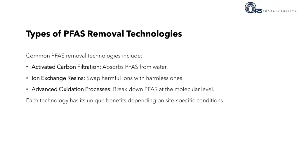 types of pfas removal technologies