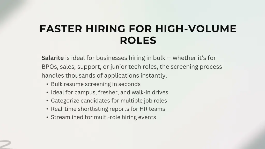 faster hiring for high volume roles