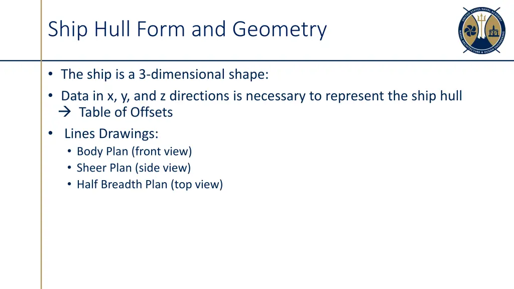 ship hull form and geometry