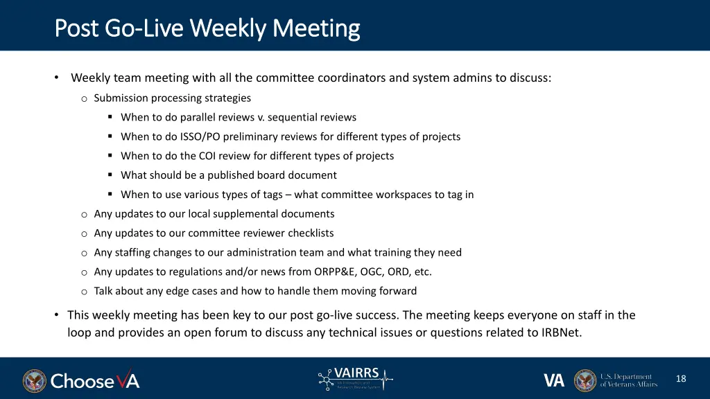 post go post go live weekly meeting live weekly