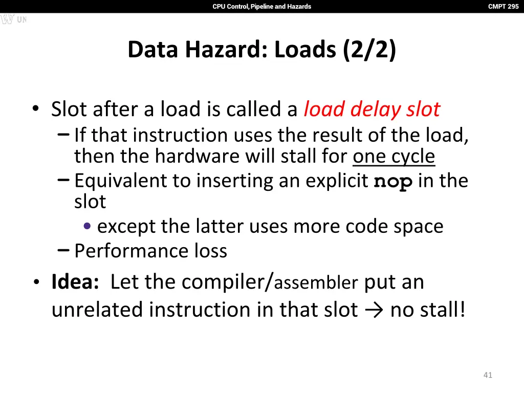 cpu control pipeline and hazards 36