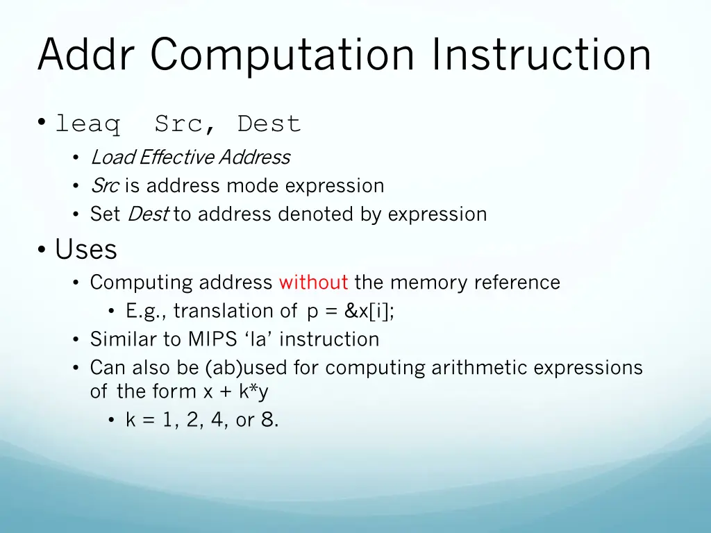 addr computation instruction