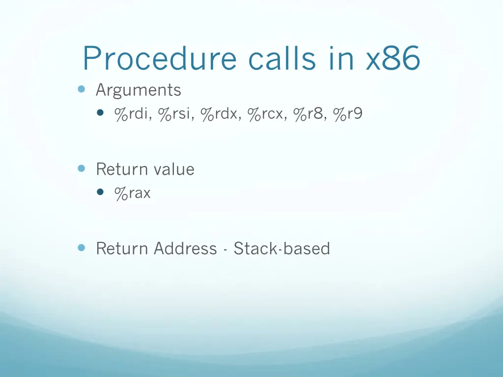 procedure calls in x86 arguments