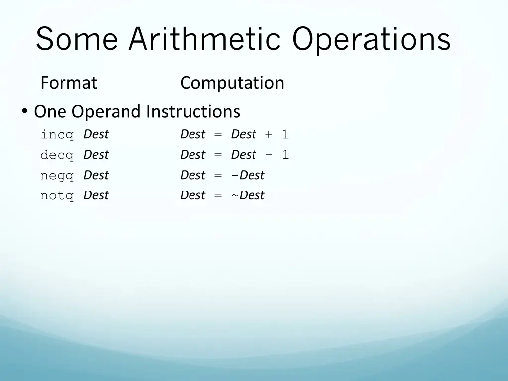 some arithmetic operations 1