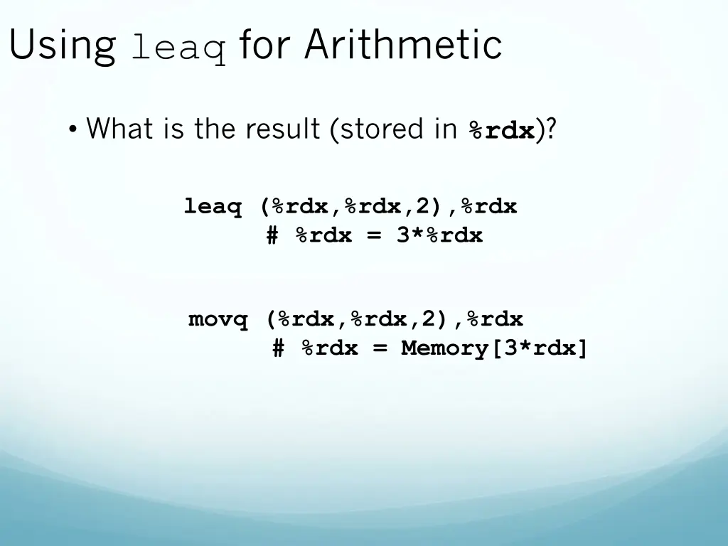 using leaq for arithmetic