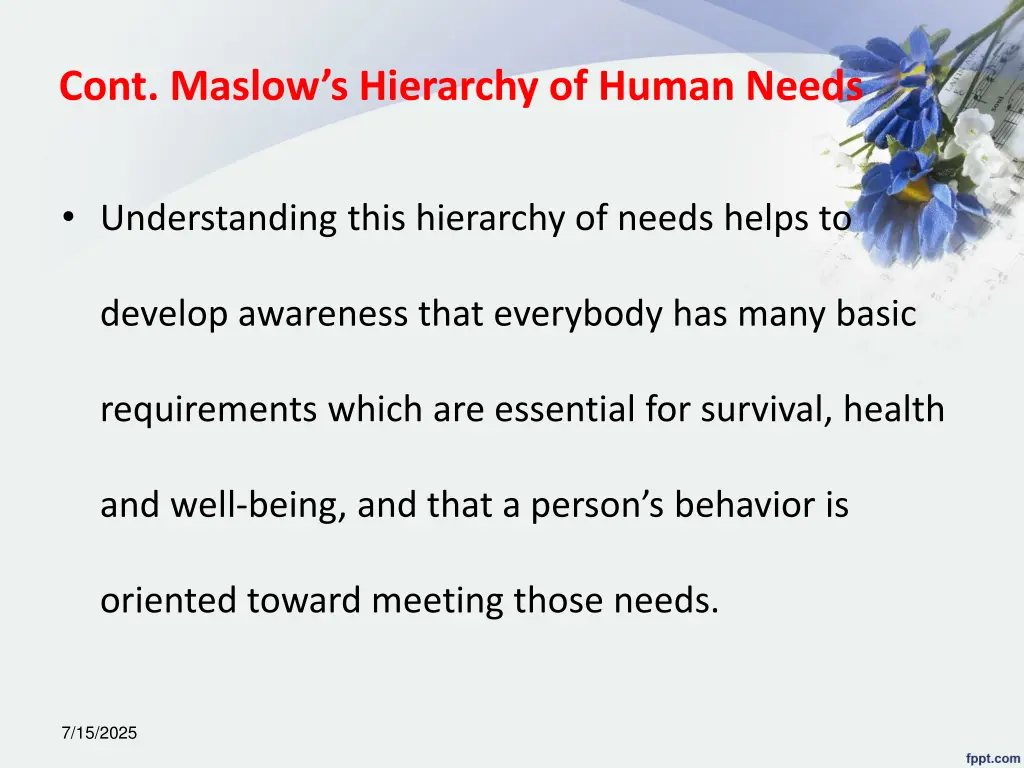cont maslow s hierarchy of human needs