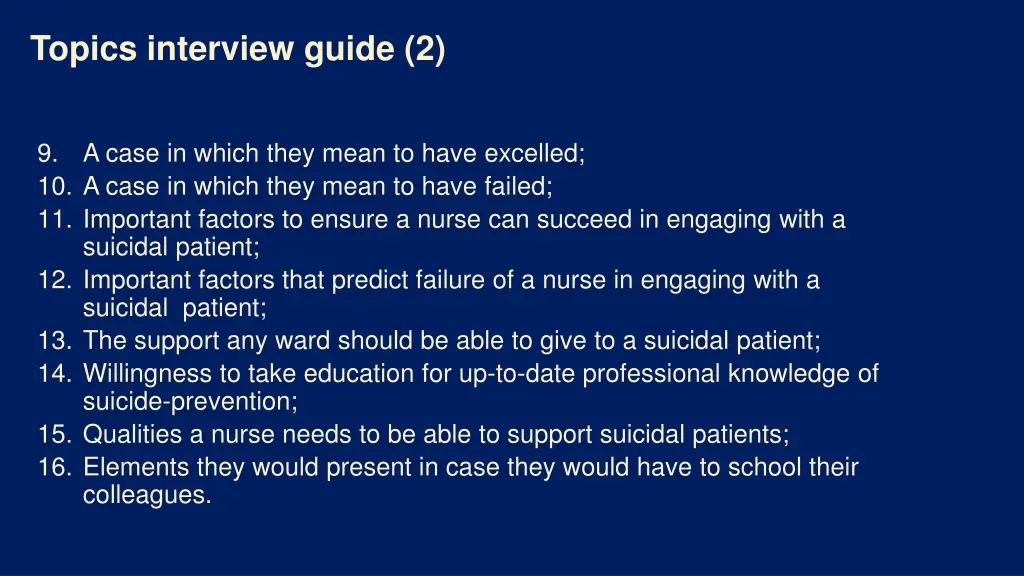 topics interview guide 2