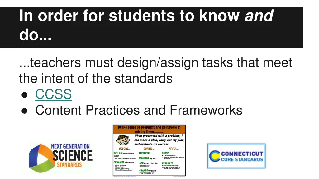 in order for students to know and do