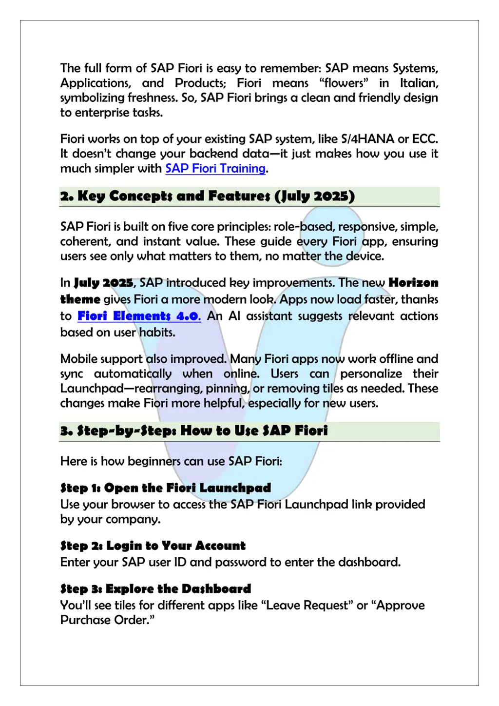 the full form of sap fiori is easy to remember