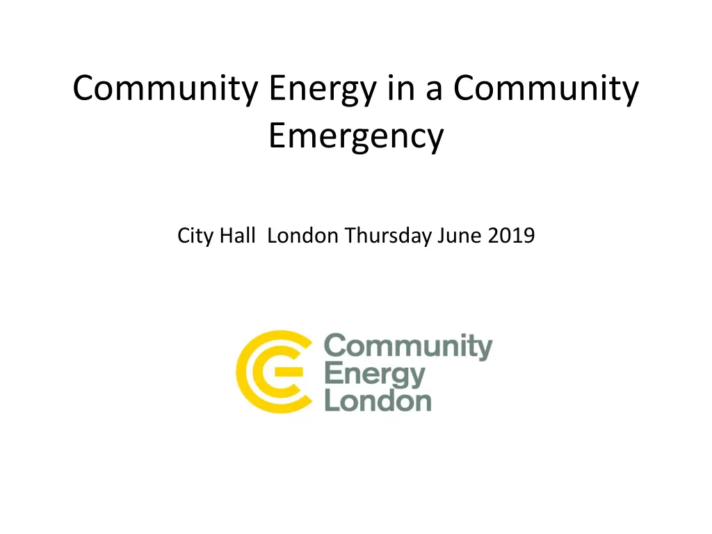 community energy in a community emergency