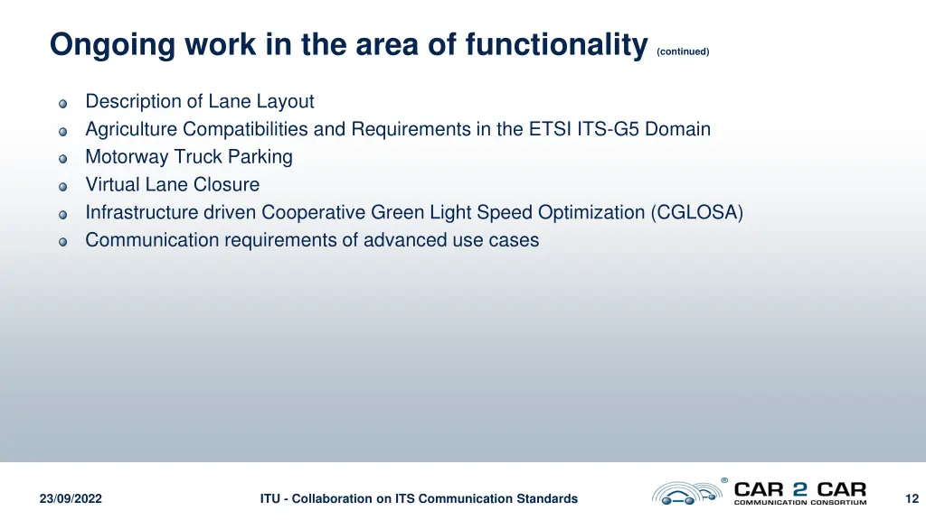 ongoing work in the area of functionality 1