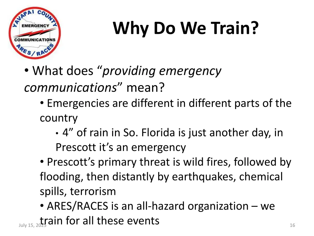 why do we train 1