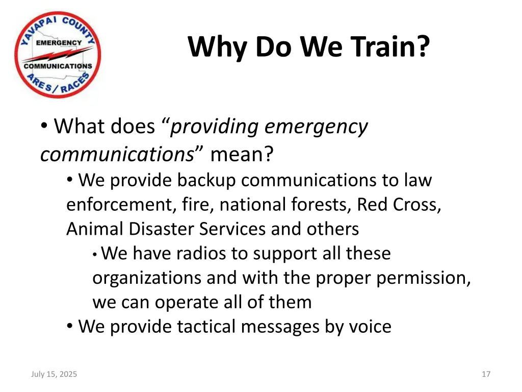 why do we train 2