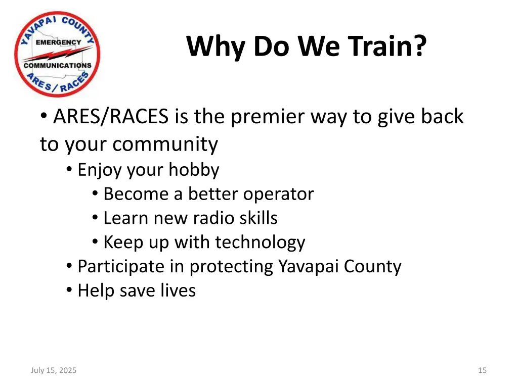 why do we train