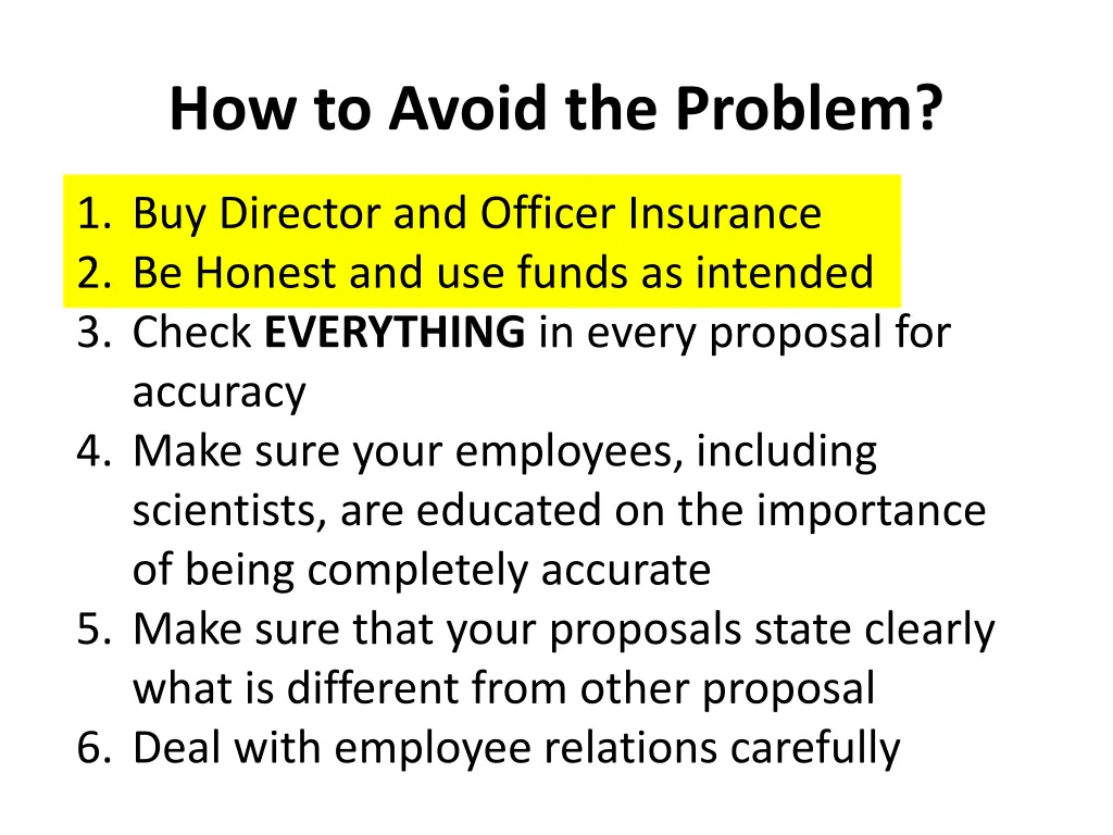 how to avoid the problem