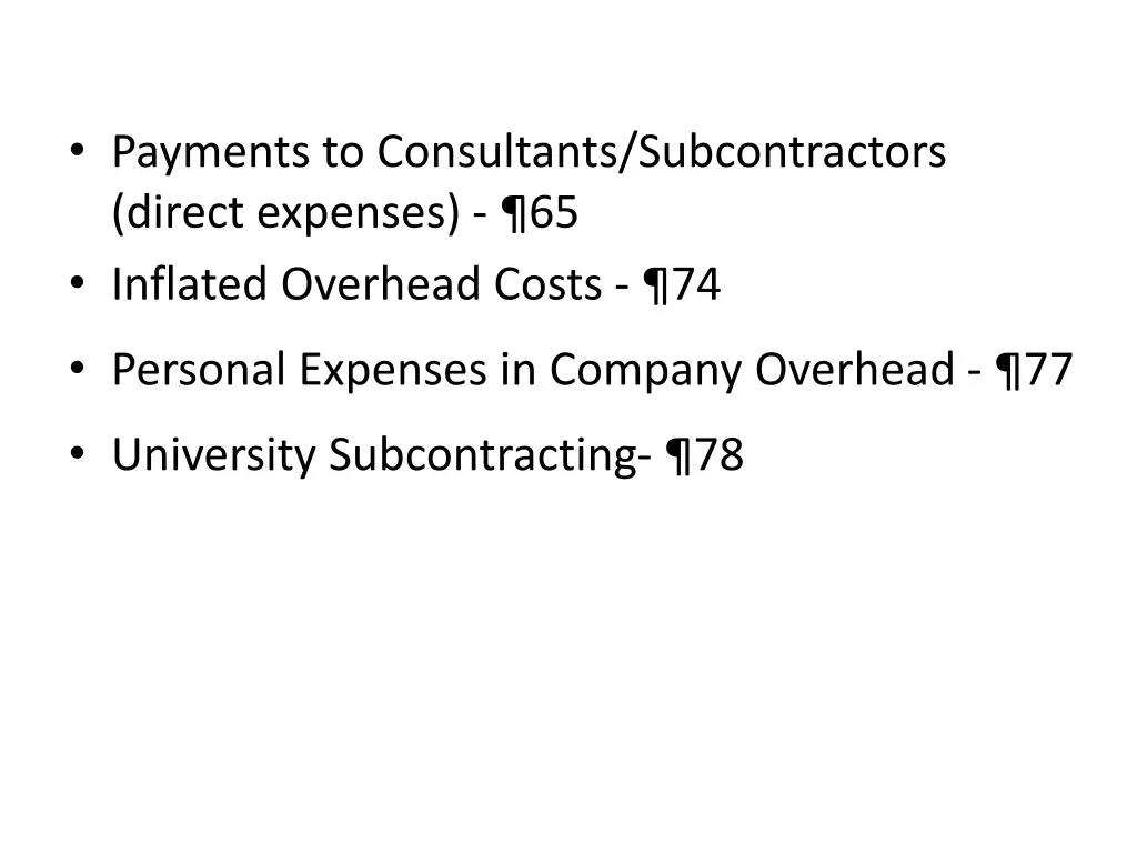 payments to consultants subcontractors direct