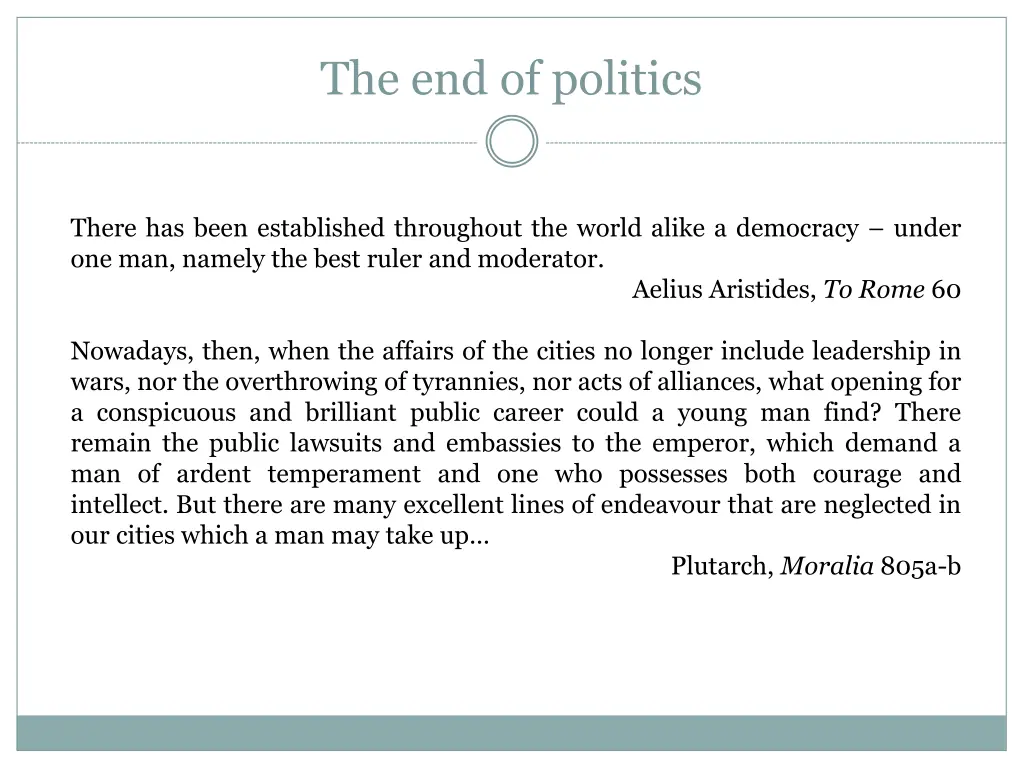 the end of politics