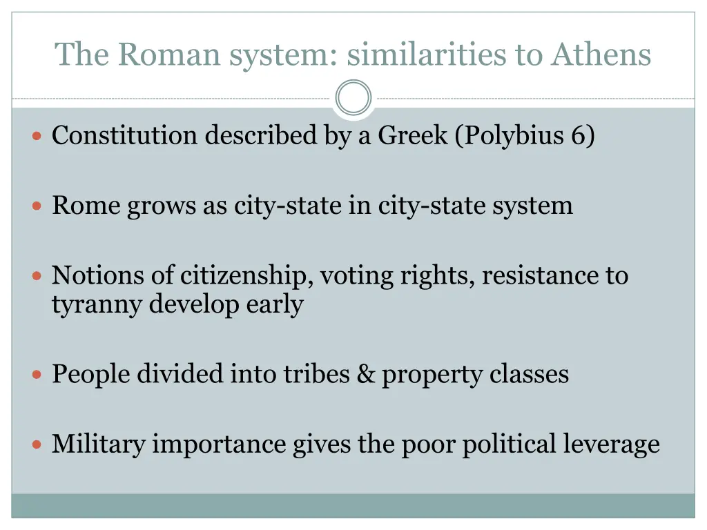 the roman system similarities to athens